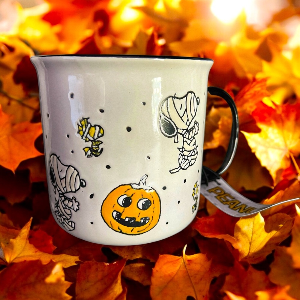 Peanuts Snoopy Woodstock Halloween Mummy Pumpkin Mug NWT